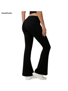 Women's Flare Yoga Pants Fold Over Waist High Waisted Bootcut Lounge Pants
